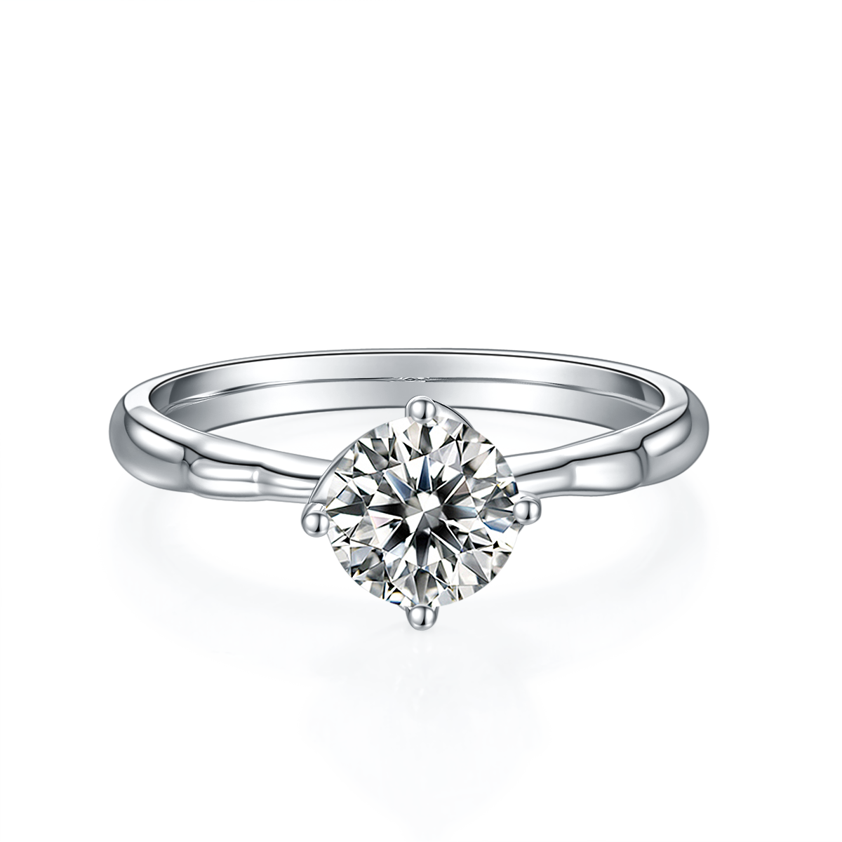 Straight arm windmill S925 silver plated platinum Moissanite women's ring 1 carat D-grade